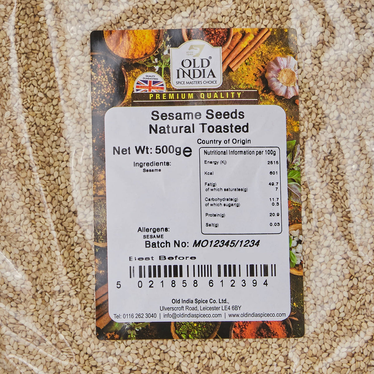 Old India Toasted Sesame Seeds - 500g | Natural, Additive-Free, GMO-Free