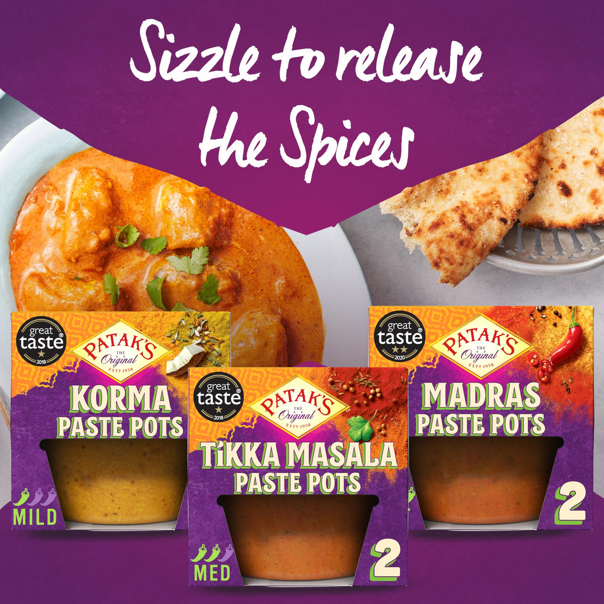 Patak's Tikka Masala Curry Paste Pots - Medium Spice, Gluten Free, Vegan | 4 x 70g Pots 4