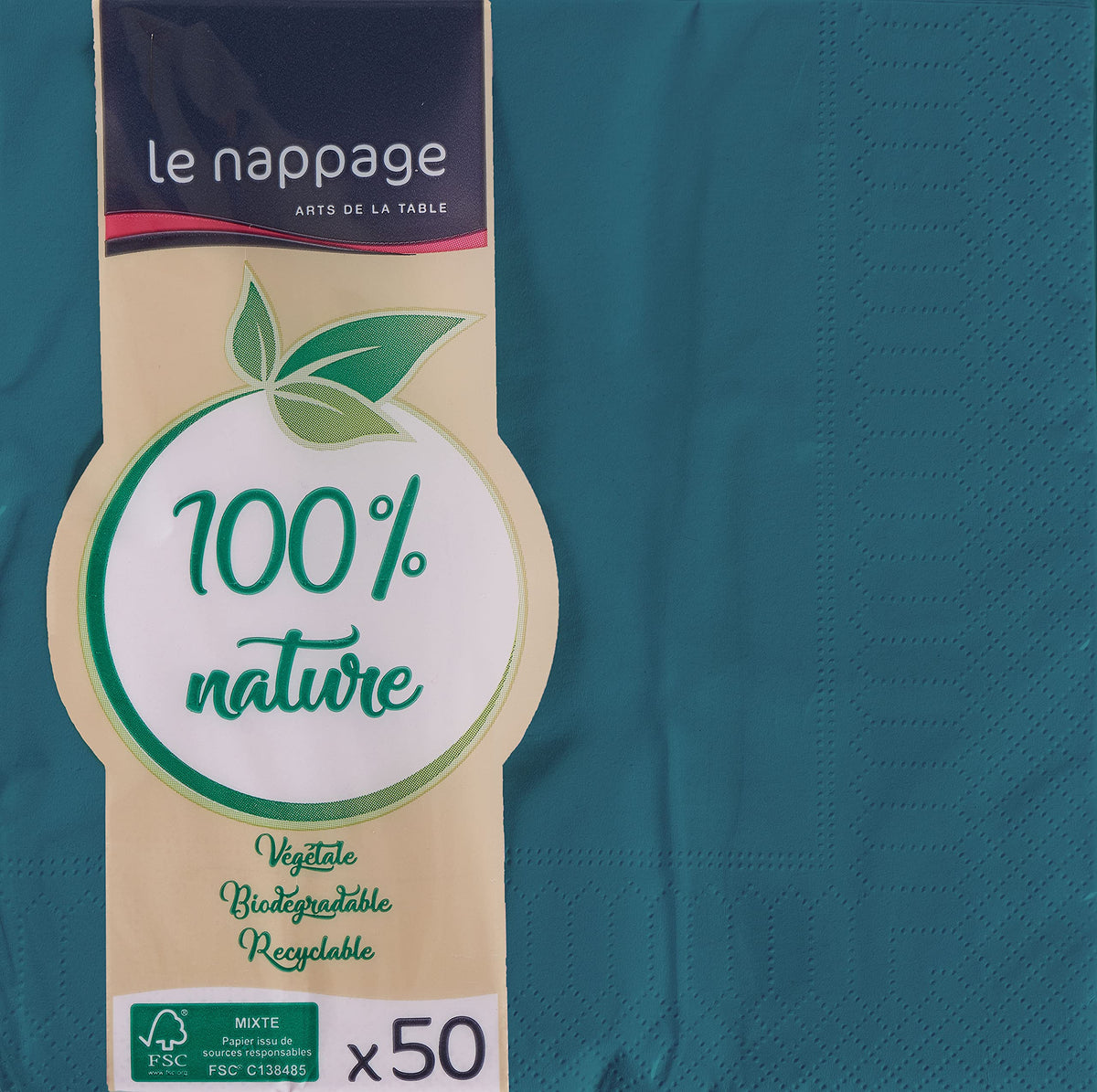 Le Nappage Duck Blue 2-Ply Napkins - 50 Count | 33 x 33 cm | FSC Certified