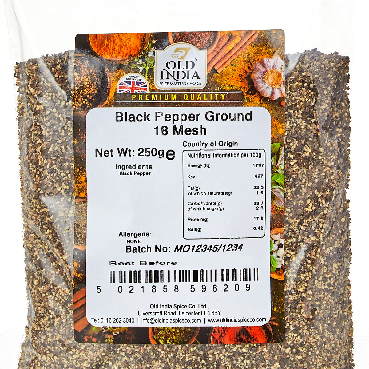 Old India Ground Black Pepper - 18 Mesh, 250g