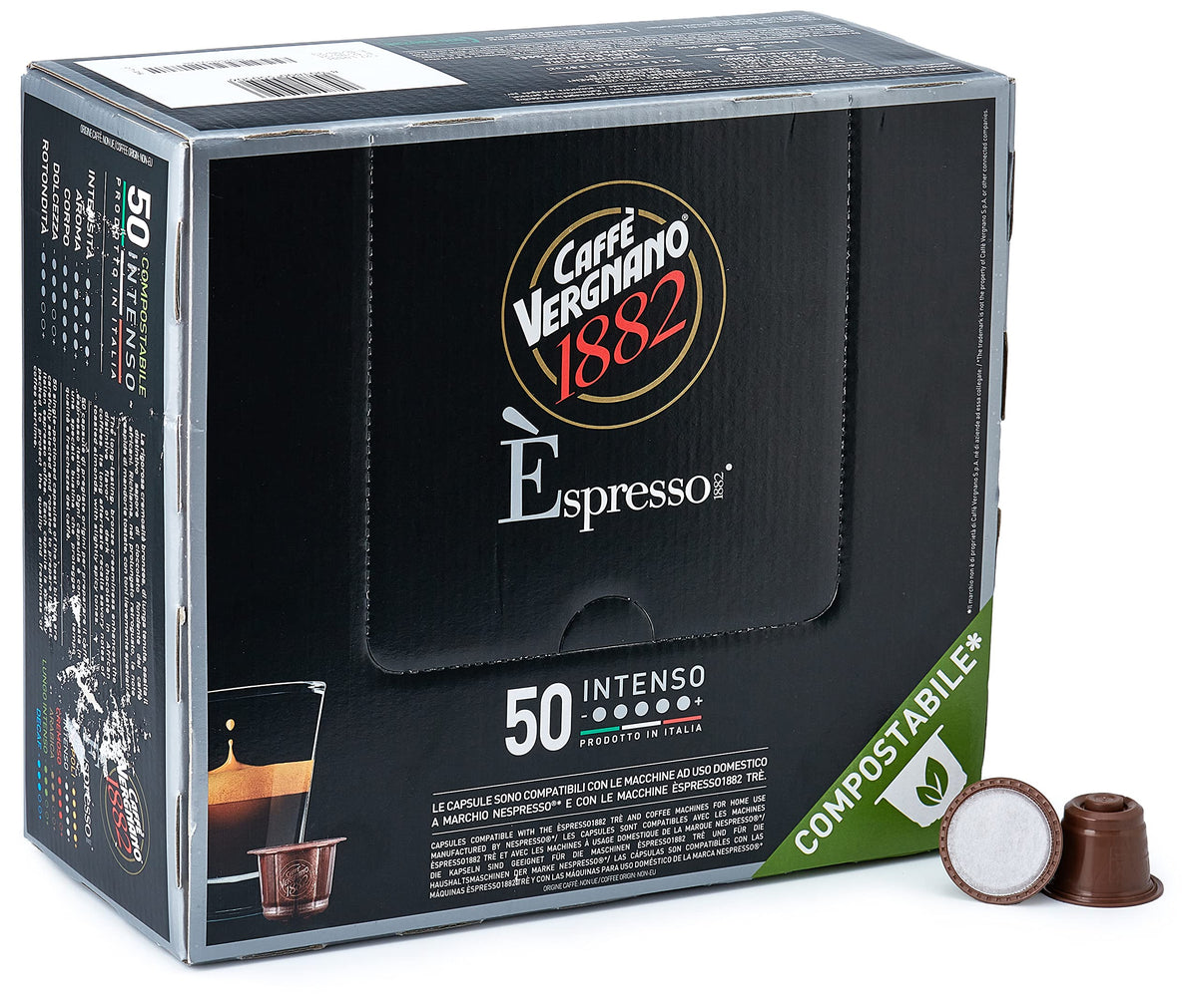 Caffè Vergnano 1882 Intenso Nespresso Compatible Capsules - 50 Count, Compostable 4