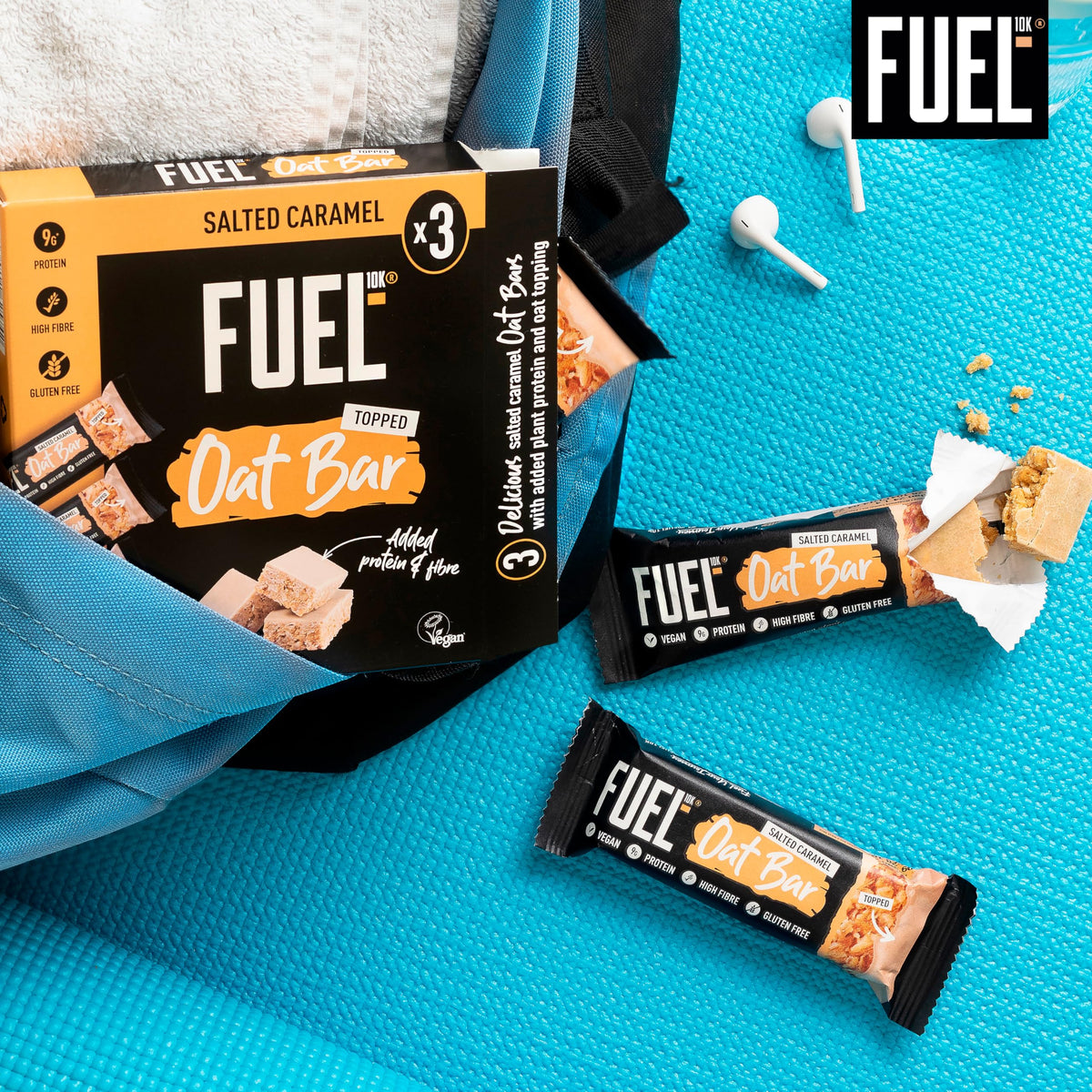FUEL10K Salted Caramel Oat Bars - 9g Protein | 45g Bar | Pack of 10 4